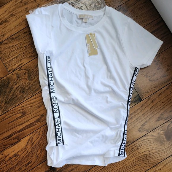 NWT Logo Tape Organic Cotton Ruched Top - Picture 3 of 9